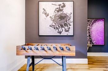 Gaming area with billiards and foosball